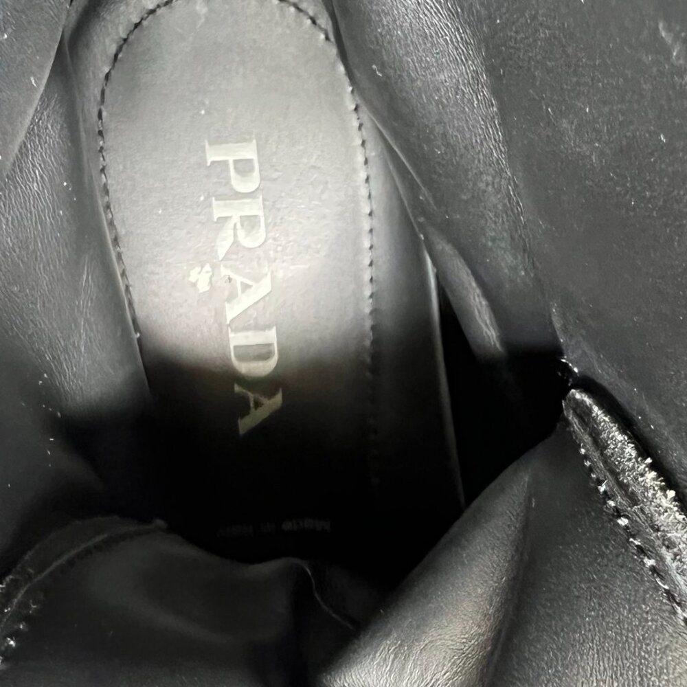 Prada Brushed Rois Leather and Nylon Lug Sole Combat Boots - Picture 12 of 12